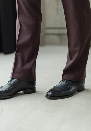 Темно-синие дерби из гладкой кожи с патиной